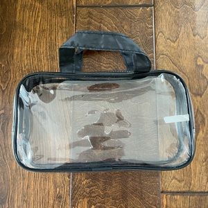 NWOT Olay Skincare Clear & Black Plastic Large Makeup Cosmetic Bag Toiletry Case